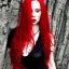 Placeholder: princess with long red hair, beautiful faces, black tattoo