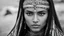 Placeholder: photo of a beautiful straight hair amazigh warrior women black and white face