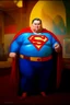 Placeholder: Fat Superman at the casino oil canvas. Communist propaganda