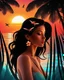 Placeholder: Stunning conceptual beach scene illustration in the silhouette of a woman's face. Beach with vibrant colors, sunset sky and coast with palm trees. Cinematic black background, looks like a window to a tropical paradise.12k 3D HD hyper-realistic Image quality CodeFormer AI 12K, cute flower fairy with bright wings like morning dew, flutters from flower to flower. Hair in curls, adorned with petals and pollen, mysterious phoenix woman, her silhouette made with interconnected and integrated elements