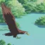 Placeholder: eagle full body lake and forest backround