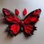 Placeholder: Craft a combination futuristic of a leaf, and butterfly in shades of red and black.