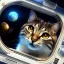 Placeholder: hyper-realistic flying astronaut looking at cat inside spaceship window, 8k resolution, high-quality, fine-detail, detailed matte, intricate, 3D octane render, illustration, digital art, brian froud, howard lyon, anna dittman, greg rutowski,