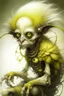 Placeholder: Artist Jean-Baptiste Monge style. A mechanical humanoid pale yellow filament-creature. White furry liquid tendrils. White eyes.