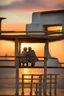 Placeholder: abstract sunset watched by elderly lovers