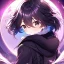 Placeholder: floating in air, backflip,{{anime}}, detailed beautiful short hair,{{fluffy hair}}, delicate and intricate hair, black loose raincoat with hood, purple and black eyes, blush, beautiful detailed eyes, {beautiful face}, cinematic light,{masterpiece}, beauiful illustration, offical art, upanime