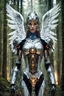 Placeholder: Full body Gorgeous photography super model Russian as Angel Cyborg Robotic Beautiful and sexy woman dressing Biomechanical Symmetry Facing front portrait of Horus, sci-fi armour, tech wear, glowing colors lights sci-fi, intricate, elegant, highly detailed, digital photograph, walking wonderland forests