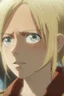 Placeholder: Attack on Titan screencap of a female Blonde with freckles