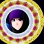 Placeholder: 3d anime Only the face Muslim Pretty impressive women inside a circular frame,Portrait image,professional look