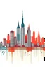 Placeholder: New York skyline Empire State Building art color premium minimalistic illustration Text: New York City