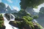 Placeholder: sky, floating islands, waterfalls, roots, photo realistic, hyper realistic, unreal engine, 8K ultra HD