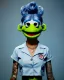 Placeholder: hybrid character, waitress sexy woman with monster muppet mask that covers her entire head, short shirt, tray, old school tattoo, retro style, Sesame Street style, hot, smooth, unreal engine 5, god lights, ray tracing, RTX, lumen lighting, ultra detail, volumetric lighting, 3d.