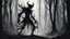 Placeholder: abstract shadow demon in forest draw