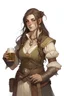 Placeholder: old tall broad female half elf tavern owner fighter with brown hair dnd