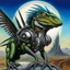 Placeholder: Lucky Stryker, Jet eagle lizard hybrid, biomechanical surrealism,