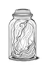 Placeholder: ghost stuck in the jar idea, line art, background, vector, svg, black outline on white background, leave plenty of white space beetween lines for coloring, tattoo style, tattoo idea,full body, minimalist