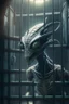 Placeholder: Alien in prison ,highly detailed, artstation, sharp focus,4k