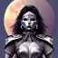 Placeholder: black hair lady warrior top with blade under the Moon