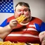 Placeholder: patriotic repulican fat american eating fries