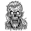 Placeholder: A simple line drawing of a monk that is also a zombie in gothic style