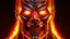 Placeholder: 4K, ultra detail, full realism portrait terminator iron maiden logo full face flames in the background