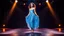 Placeholder: very beautiful 1 lady with makeup curvy hair pretty long skirt and bluose high heels, full body standing gracefully in modern stage,dynamic lights