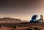 Placeholder: A Tesla 'Semi' (semi truck) is going at a high speed, at the Cydonia region on Mars. (CINEMATIC, WIDE ANGLE LENS, PHOTO REAL)