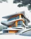 Placeholder: Dibujo realista de casa campestre, estilo Zaha Hadid, calidad ultra, hiperdetallado, 8k, colores complementarios, cuerpo completo, 3D