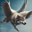 Placeholder: Wolf riding a flying goose