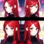 Placeholder: Clear focus, 8k, girl, high quality, detailed, red hair, red eyes, beautiful lighting, vibrant colors, twins