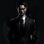 Placeholder: Dark haired man in suit, dark atmosphere digital art