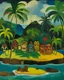 Placeholder: An island filled with tikis painted by Paul Gauguin