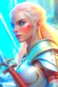 Placeholder: pretty woman, warrior, elf, blonde hair, fantasy, Skyrim, conventionally attractive, fighter, sword, elder scrolls, young, maternal, 3d render, cinematic, conceptual art, poster