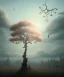 Placeholder: a beautiful digital painting of a marble tree entertwined in tumutluous clouds, intricate white branches and birds flying in the sunlight, blue sky at sunset, elegant, highly detailed, artstation, concept art, matte, sharp focus, art by tom bagshaw, kelogsloops and greg rutkowski