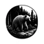 Placeholder: Sticker design on white background, Teddybear walking in a forest, in liberty art style, side light, high details, photorealistic, monochrome, black and white
