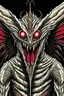 Placeholder: Moth / shark hybrid demon in the style of Berserk manga