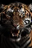 Placeholder: harimau besar,mempunyai gigi taring,badan kekar,bulu berwarna hitam,mata merah