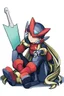 Placeholder: Megaman Zero, Sitting, HD, Clean, One Piece Anime Art Style