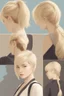 Placeholder: blond Pixie-Cut, Choppy Pixie Ponytail, Braided ponytail (Japanese:caucasian:american)