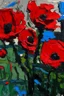 Placeholder: Poppies in the style of frank Auerbach
