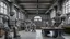 Placeholder: A gray mechanical factory with robots designed in Maori sculptures painted by the Limbourg brothers