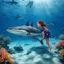 Placeholder: Stephy is hoping that the shark does not sees her as a tasty snack during her swim in the coral sea...