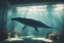 Placeholder: dinamycally swimming antropomorph cat whale in an aquarium in sunshine, ethereal, cinematic postprocessing