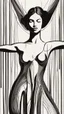 Placeholder: minimalist linear art, centered with empty space, Esboço linear do corpo de uma mulher estatua, with her arms are outstretched line fluid abstract, art style by Coco Vandi, retro minimal, art style by Eckhart Tolle