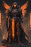 Placeholder: Warrior, solo leveling artstyle, black custom, Reaper them, neon orange details, Apiary of death , full body, apocalypse, intricate details, highly detailed, high details, detailed portrait, masterpiece,ultra detailed,best quality
