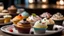 Placeholder: cupcakes on a plate at bakery background