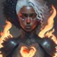 Placeholder: Ana de Armas, tom Bagshaw art style, high detail, high quality, ebony goddess, heater, iron coil heater, gears, steam, steal ribcage, steal breastplate, white hair, fire heart, heart on fire, metal made, 4k, high resolution. full detail. digital art, anime.