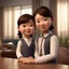 Placeholder: a portrait of smiling cute beautiful chinese little woman wearing formal shirt. medium dark brown hair. fair skin. dark brown eye pupils. small nose. heart face shape. pixar style. 3D. 4k. portrait. highly detailed. sharp focus. high resolution. full color. cinema lighting