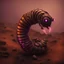 Placeholder: black and purple neon menacing looking geometric robotic worm