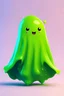 Placeholder: cute, slime, blob, happy with a mini cape On its back